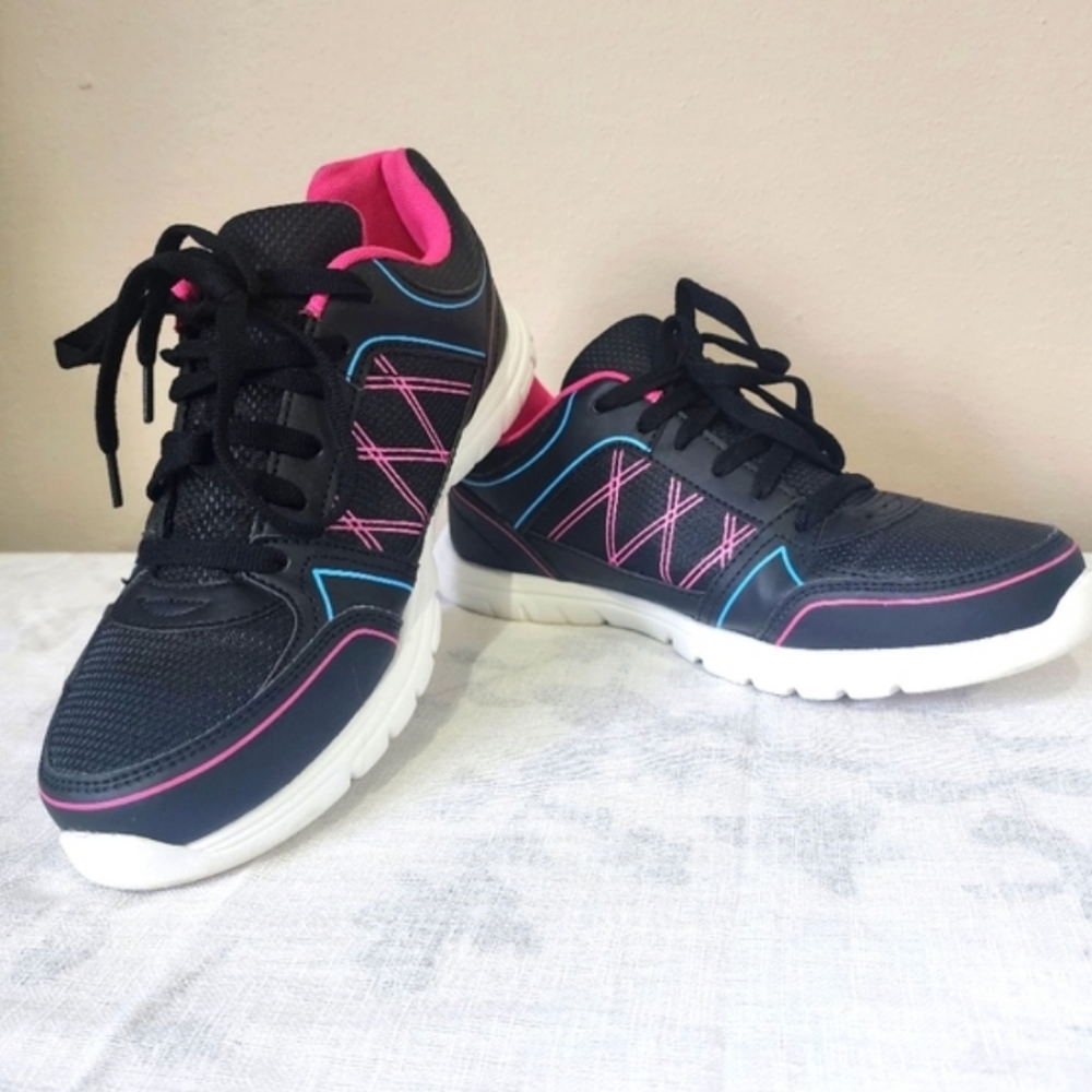 Black & Neon Striped Sneakers